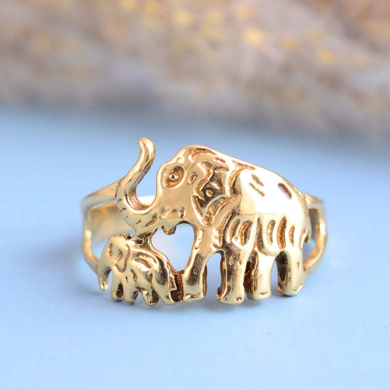 Elephant Ring Gold Brass ring Handmade Ring Simple Brass Ring