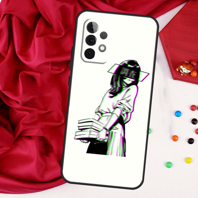 Sad Japanese Aesthetic Art For Samsung Galaxy A56 A36 A26 A16 A05 A06 A22 A32 A52 A54 A34 A14 A55 A15 A53 A33 A35 Case