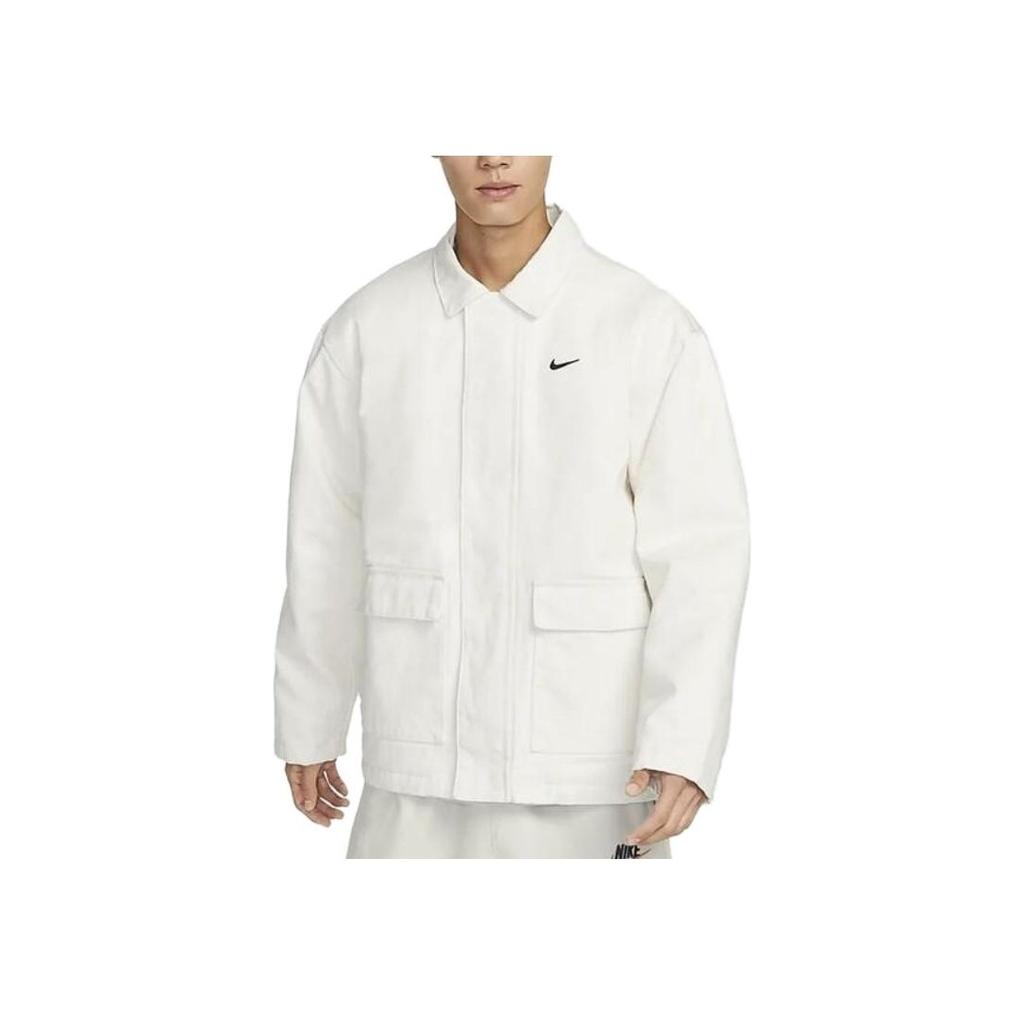 Nike Solid Color Logo Pocket Long Sleeve Jacket Men Outerwear White DQ4939-030