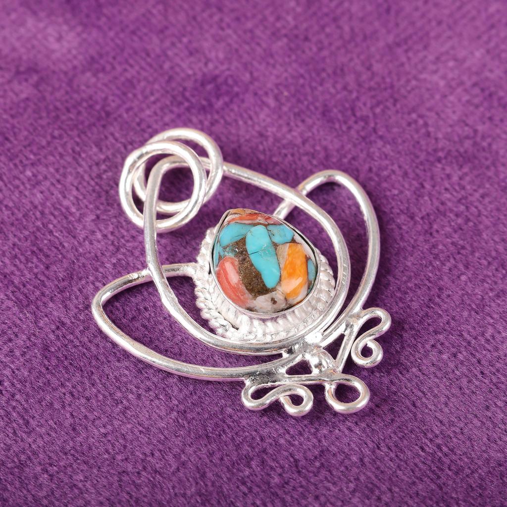 Spiny Oyster 925 Solid Sterling Silver Pendant Gemstone Jewelry, Handmade Pendant, For Thanksgiving Gift