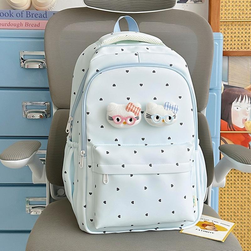 Schoolbag Macaron Plaid Girl Sweet Backpack Summer Refreshing Milk Blue Middle and High School Girls Atmosphere Backpack