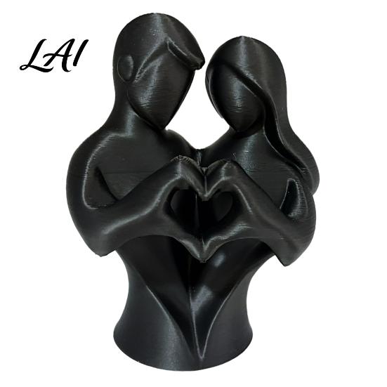 Couple Ornaments 3D Printed Heart Statue Abstract Minimalist Lovers Embrace Figurine Romantic Desktop Lightweight Sculpture Decor for Living