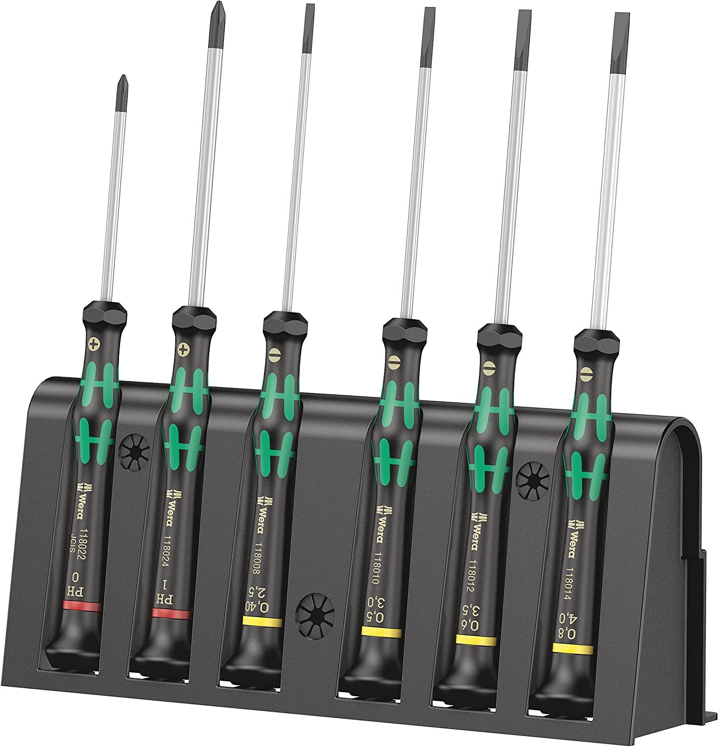

WERA Precision Screwdriver Set with Rack 118152 6-Piece Phillips/Minus