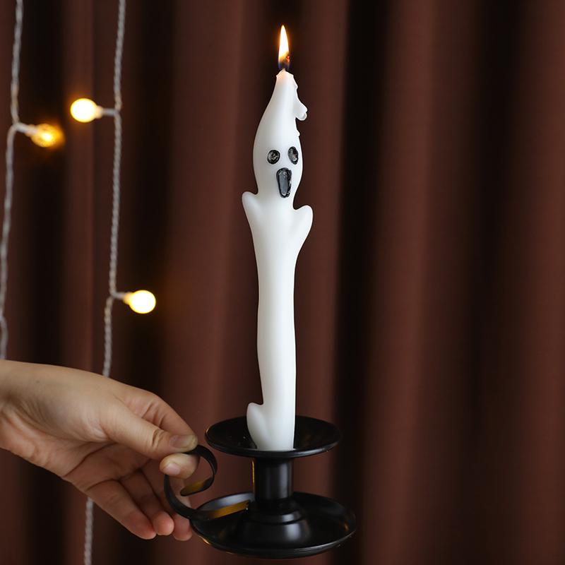 Halloween Ghost Candles Home Decorative Taper Candles Fun Decoration Candles for Spooky Parties Occasions