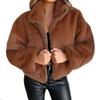 Cappotti invernali addensati in peluche Cappotto femminile con risvolto a maniche lunghe in pelliccia sintetica Calde giacche femminili Cappotto con tasche larghe con cerniera peloso e soffice