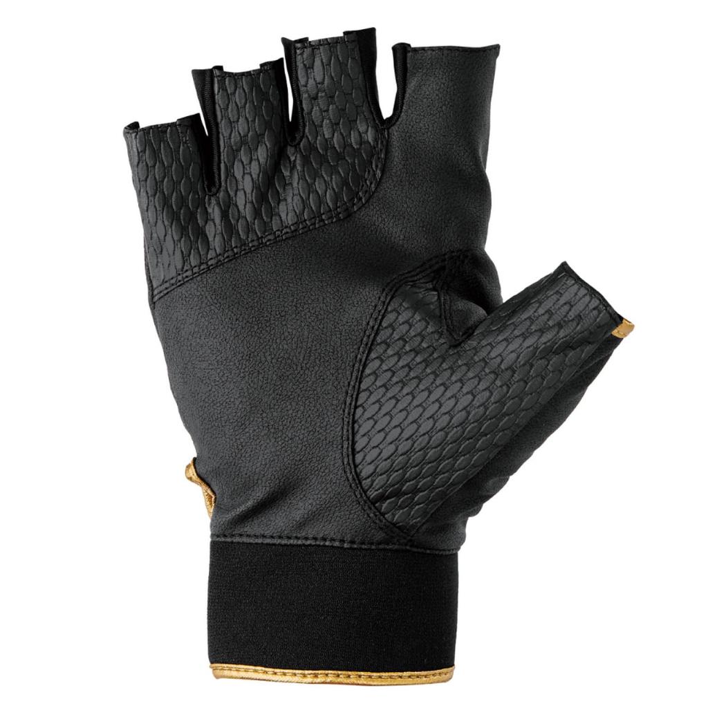 Gamakatsu GM7309 Stretch Fishing Gloves Large (5-Strip) Black/Gold,