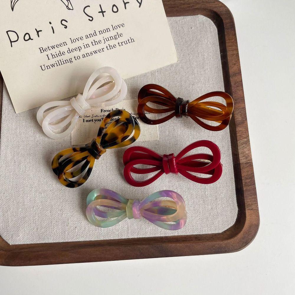 Side Clip Acetate Hair Clip Korean Style Bowknot Barrettes Sweet Bow Hairpin  Girls