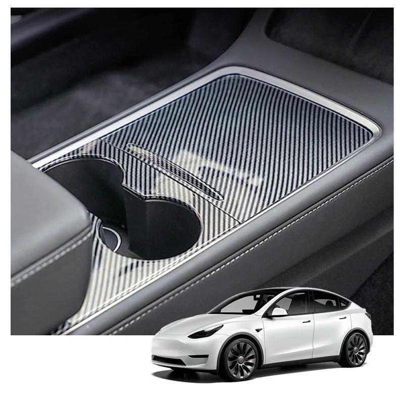 Echte Kohlefaser Mittelkonsolenabdeckung für Tesla Model 3 Y 2023 2022 Trockene Kohlefaser Glänzend Bedienfeld Auto Innenraum