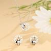 3pcs  Double Ring Creative Earrings Advanced Roman Digital Zircon Necklace Romantic Women’s Stainless Steel Jewelry Set