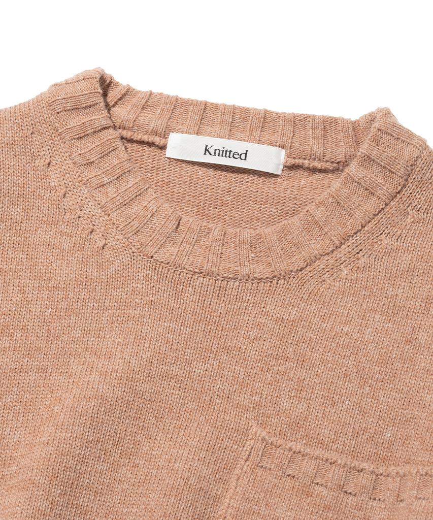KNITTED Cashmere Wool Pocket Round Knit Dusty Pink