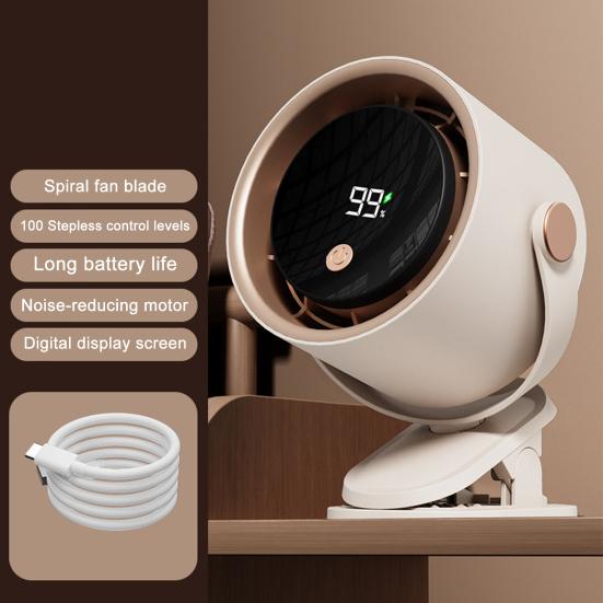 Desk Fan Digital Display 100 Speeds Strong Airflow Low Noise 360-Degree