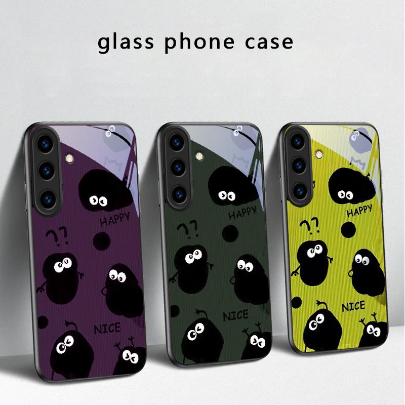 Funny hand drawn style For Samsung Galaxy S20 S21 S22 S23 Plus S24 FE S25 Ultra S26 Edge S25+ S20+ S22+ Black Glass Phone Case