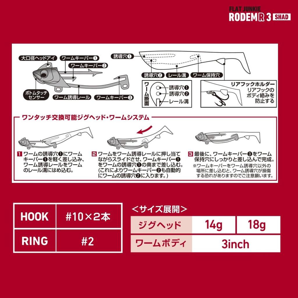 Daiwa Worm Jighead Rodem R3 Shad 14g Matte Pink (DAIWA) + -