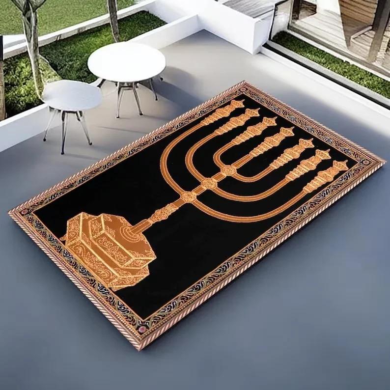 Hebrew Prayer Rugs and Carpets Area Floor Mats Personalized Jewish Prayer Mats Perfect for Turkish Prayer Rooms and Gifts