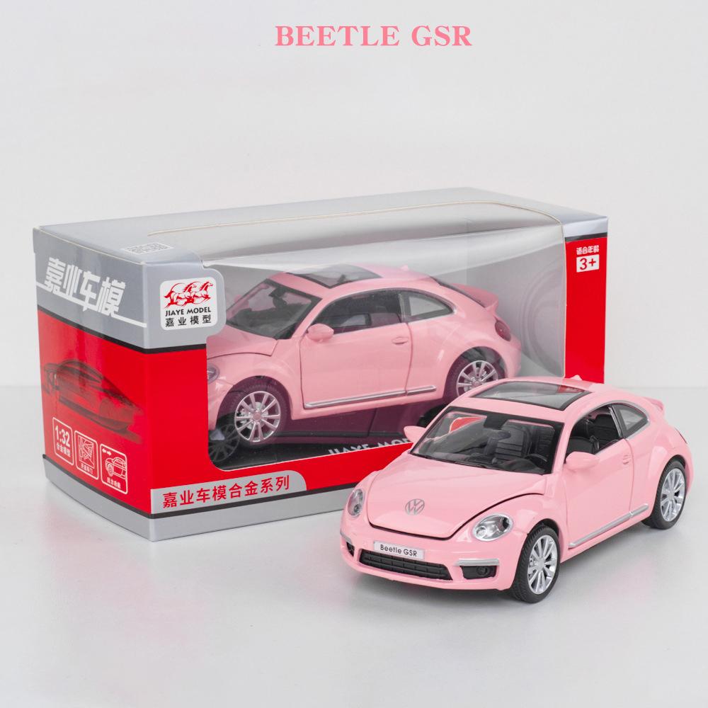 

Масштаб 1/32 Beetle GSR, литая под давлением модель автомобиля из сплава, автомобиль с откатным механизмом со звуком и светом для детей, взрослых, подарочная коллекция 1/32-Size:15*7*5cm розовый