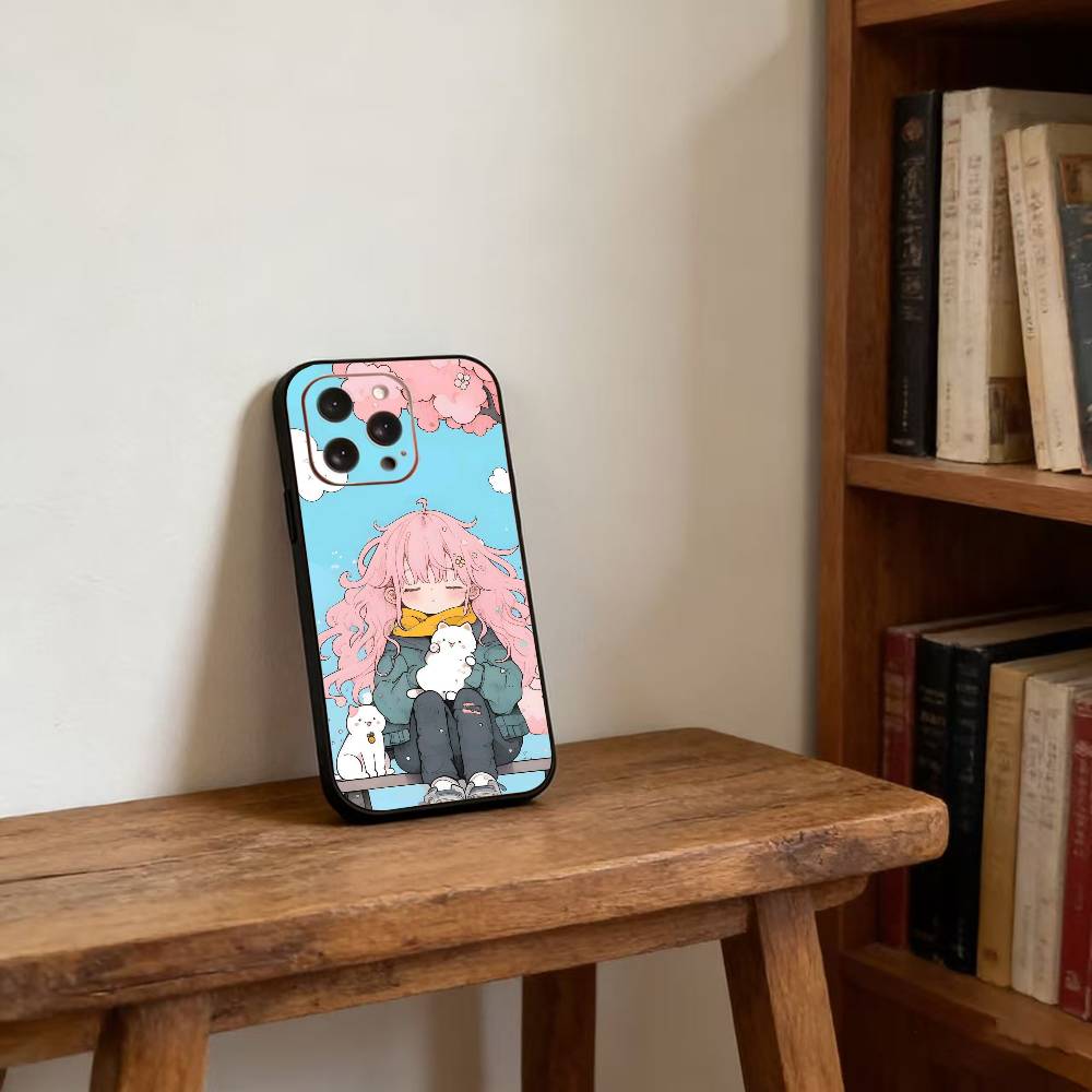 

Чехол для телефона с чиби-девочкой для iPhone 17, 16, 15, 14, 13, 12, 11 Plus, Pro, магнитный с Magsafe, беспроводная зарядка iPhone17Pro