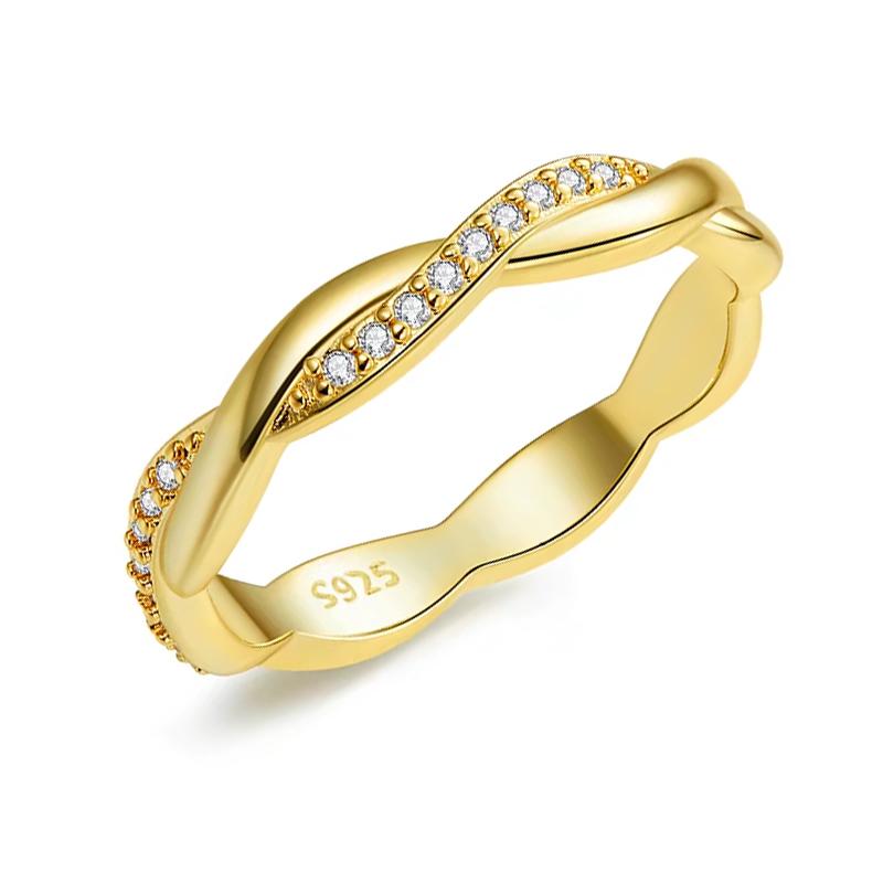 925 Sterling Silver Twisted Vine Cubic Zirconia Eternity Band Wedding Band Ring for Women 3 Colors