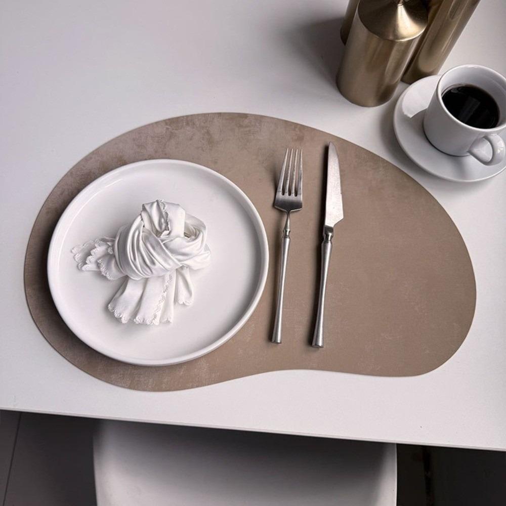 Cashew Shaped Leather Placemat Nordic Thermal Heat Resistant Decorative Table Mat Double-sided Faux Velvet