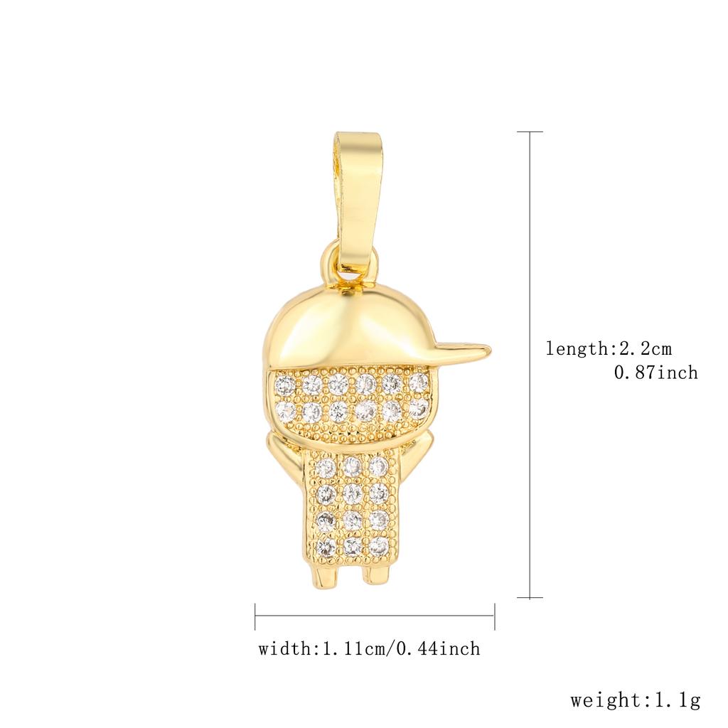 14K Gold Plated Gift Brass Jewelry Hypoallergenic Cute Boy Girl Charms Pendant DIY Fashion Gift Zircon Accessories