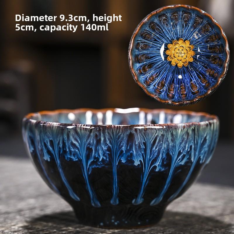 Tradition Kiln Transformation Ceramic Teacup Home Master Cup Chinese Tea Set Accessories Handmade Silver Inlay Tea Cup