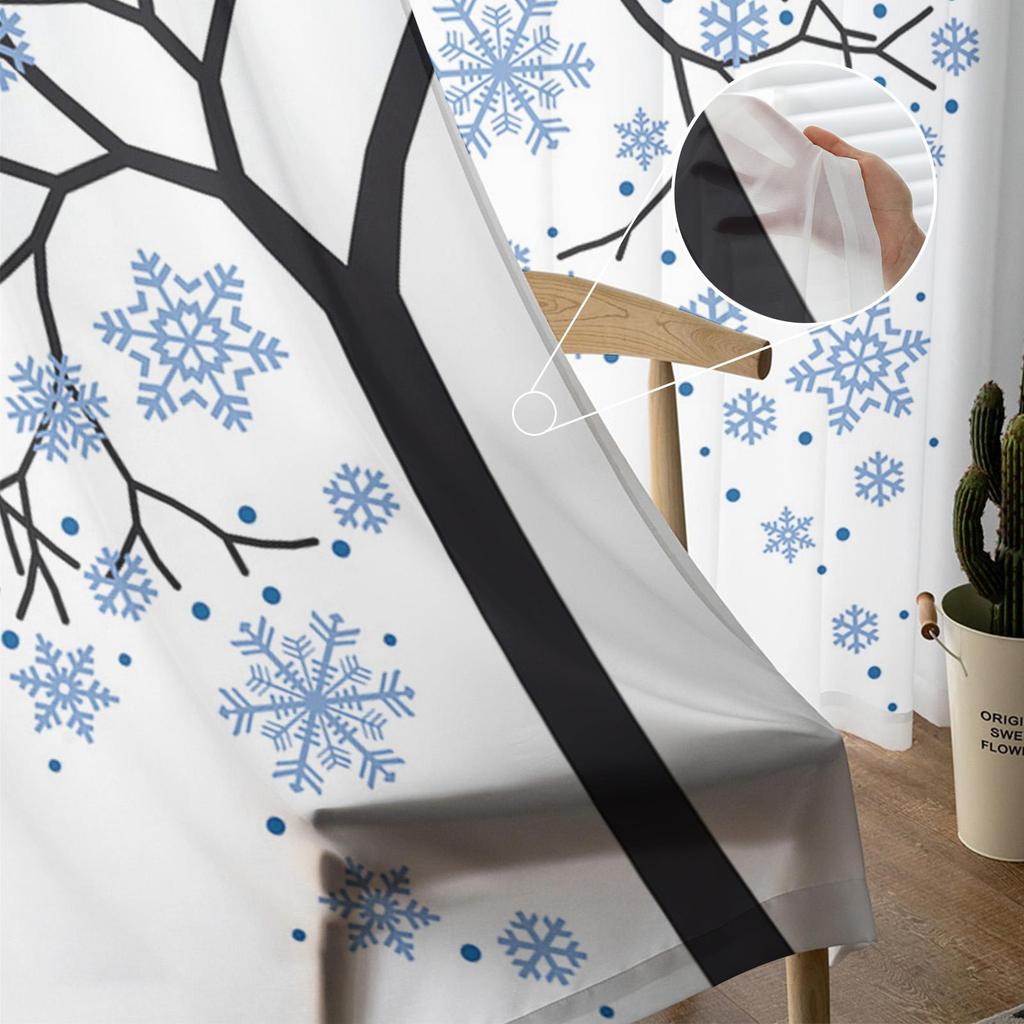 Snow Scenery Of Snowflake Trees Modern Tulle Curtains For Living Room Bedroom Home Kitchen Window Sheer Curtains