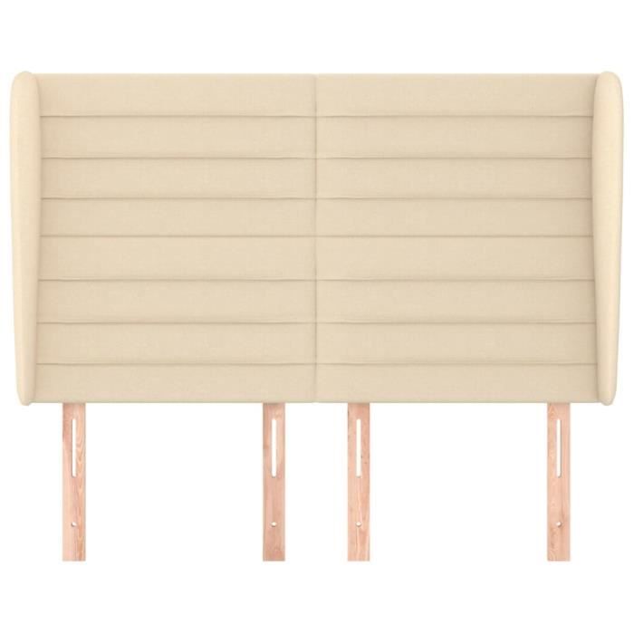 VidaXL Tête de lit avec oreilles Crème 147x23x118-128 cm Tissu3118099