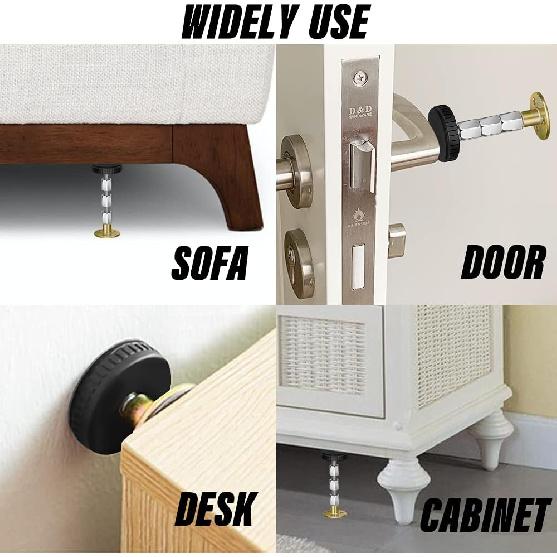 Adjustable Threaded Headboard Stoppers Fixer, Bedside Antishake Telescopic Support Stabilizer, 4 Pack Metal Bed Frame Anti-Shake Tool for Room Wall,