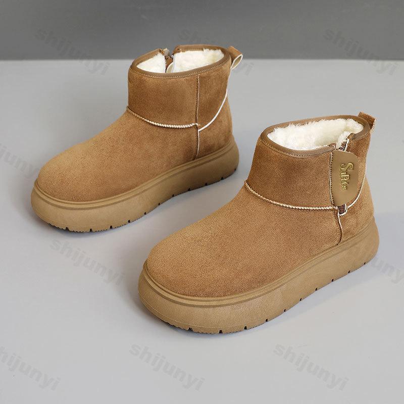 Women Snow Boots 2026 Winter Platform Vintage Warm Plush Chunky Cotton Shoes Fashion Non Slip Outdoor Ankle Boots Botas Mujer