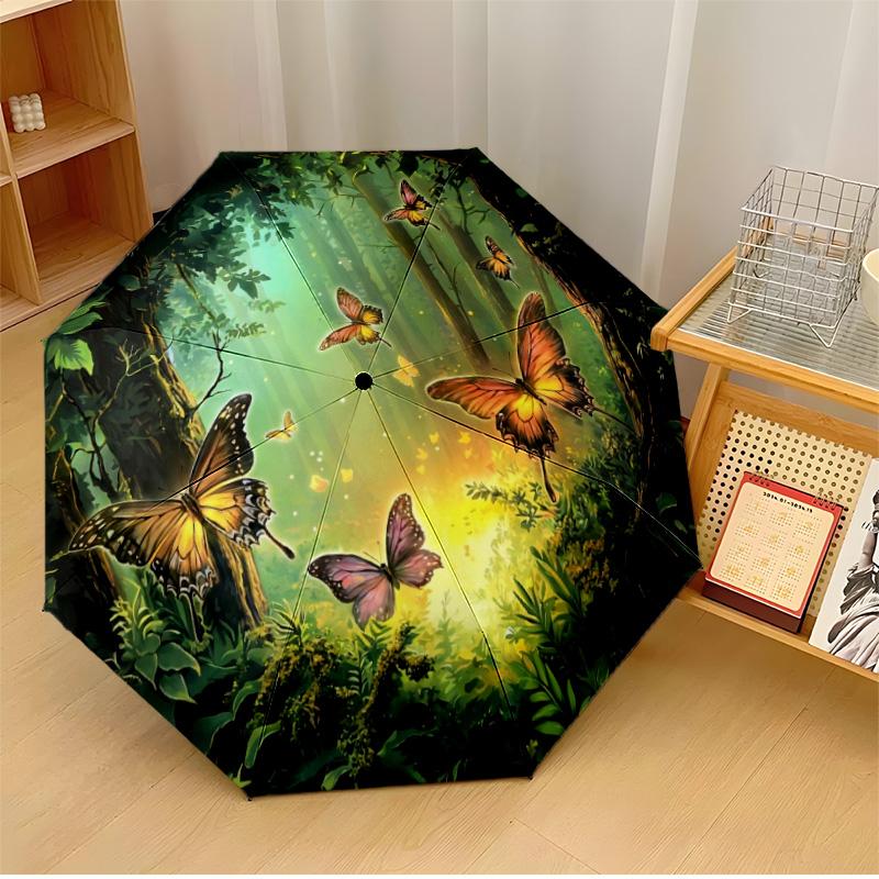 

Butterflies and Flowers (2) Printed umbrella windproof folding umbrella portable sun and rain umbrella suitable for gifting