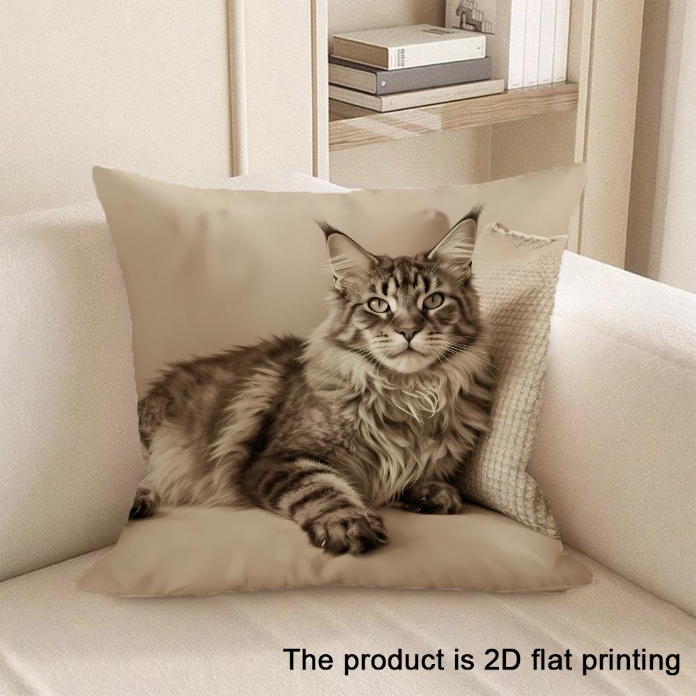 1pc Adorable Pet-themed 2D Flat Printing Pillowcases Sofa Cushion Cover Home Bedroom Room Decoration