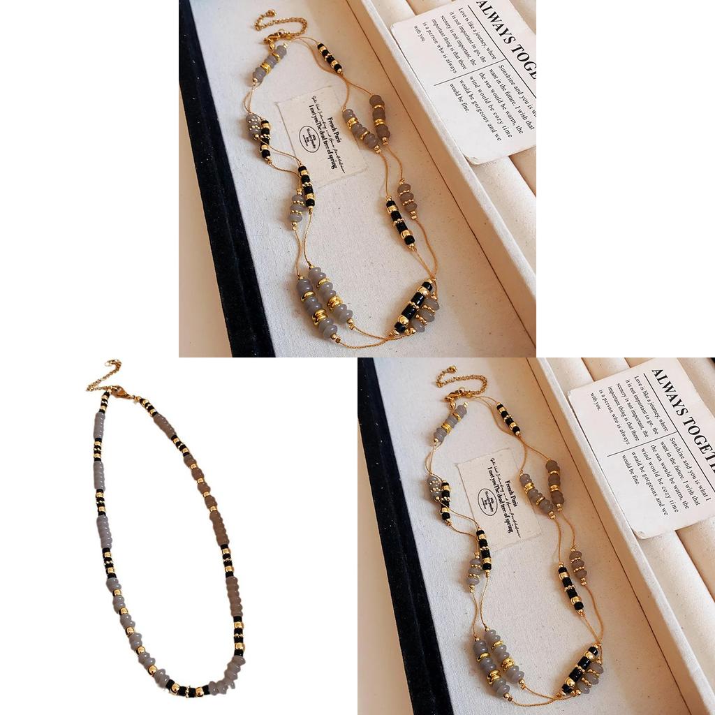 Collana con Perle di Agata Geometrica con Finitura Galvanica per Donne Eleganti