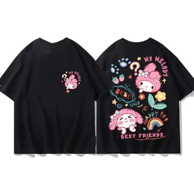 

Sanrios 2026 Summer New Design Kuromi Graffiti Cartoon Print Pure Cotton Breathable Childrens ShortSleeved TShirt S