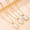 European Retro Stainless Steel Necklace with Natural Shell Pendant - Elegant Collarbone Chain