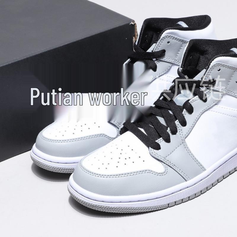Original High-Top AJ1 Mocha Chicago Smoke Grey Sports & Casual Shoes for Men and Women