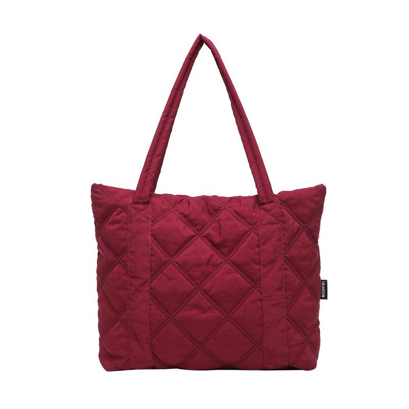 Borsa a tracolla casual da donna in piuma borsa a tote invernale a rombi