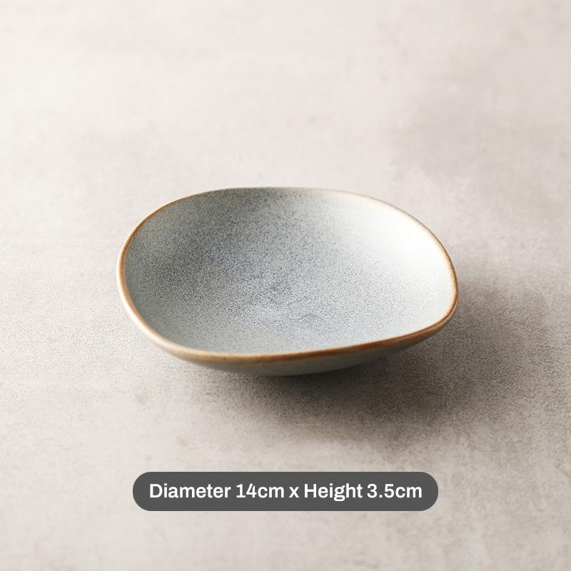 Japanese-style Rough Ceramic Dish Uniquely Shaped Dessert Hot Pot Condiment Dish Retro Home Dining Tableware.