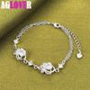 925 Sterling Silver White AAA Zircon Heart Bracelet Jewelry