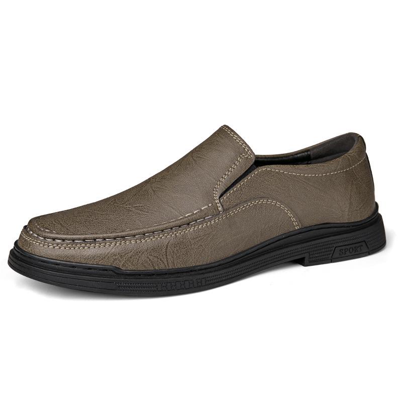 Men s Large Leather Loafers - Casual Slip-on Cowhide Driving Shoes, Perforated Low-Top for Easy Wear