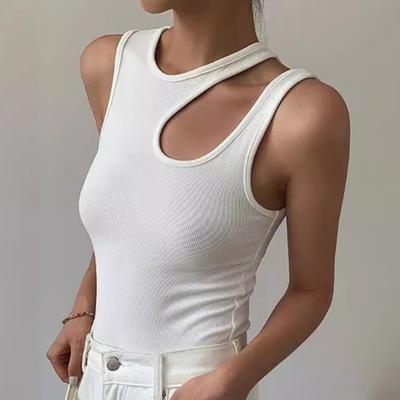Street Fashion Rundhals Y2K Sexy Tank Tops Frauen Seite Unregelmäßigen Hohl Design frauen Tanks Camis Solide Slim Fit Sommer Weste weibliche Kleidung 24557