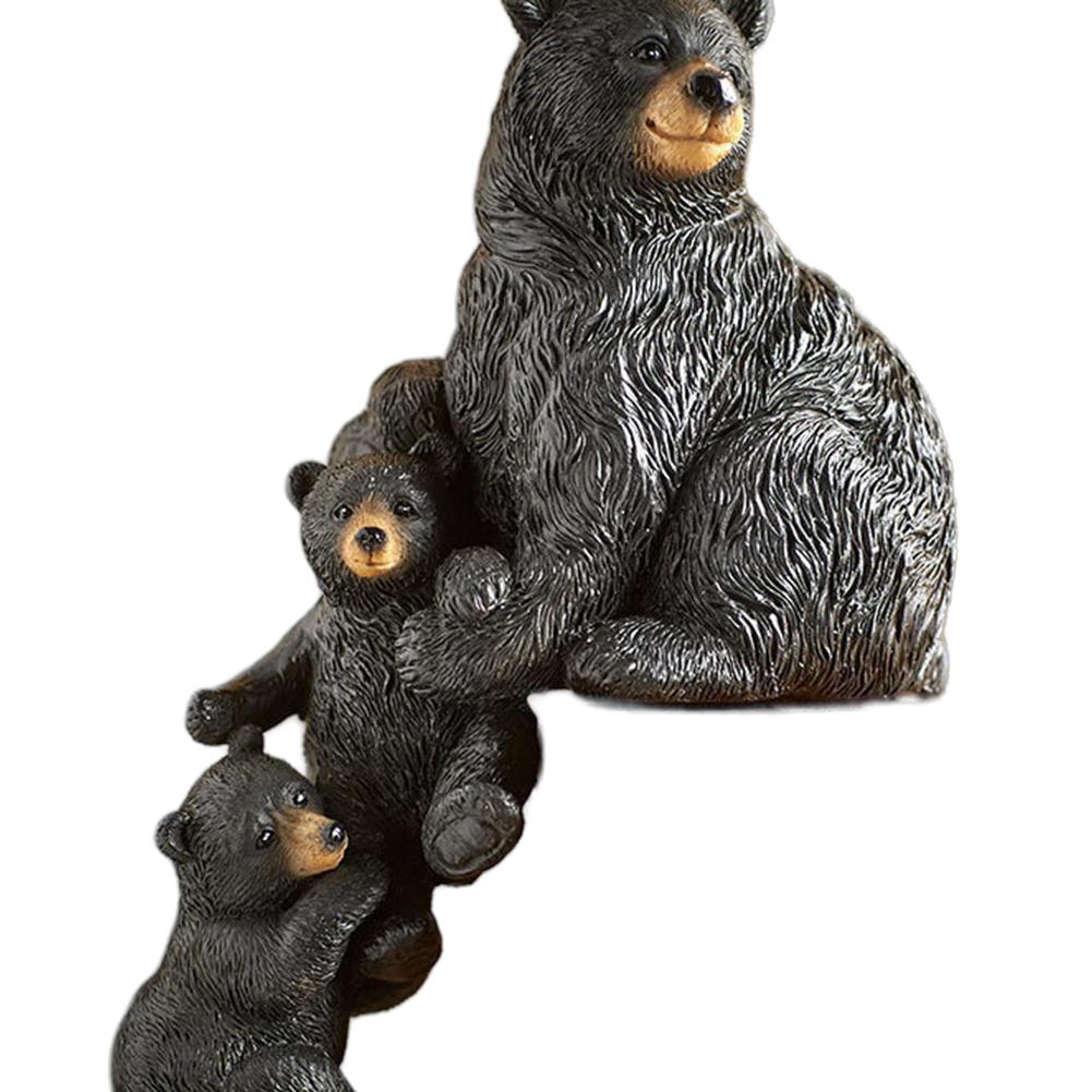 Christmas Black Bear Figurines Resin Miniature Art Craft for Bedside Tabletop