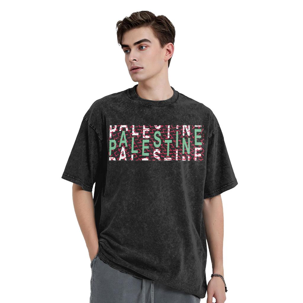 Palestine Logo  T-Shirt for Men  Fashion Cotton Tees Round Collar Short Sleeve T Shirts Summer Clothing,
