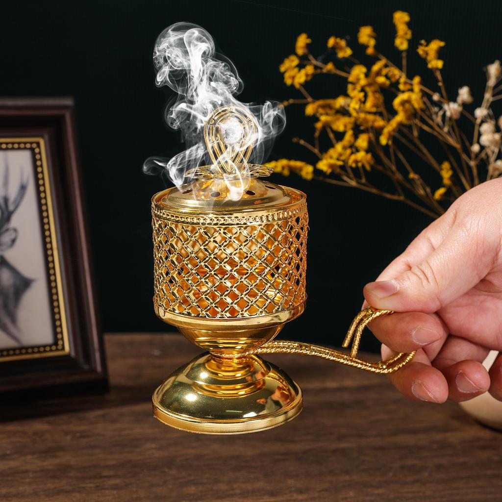Charcoal-Fired Incense Burner with Incense Holder Festive Gathering Handheld Decorative Prop Artisanal Craft Prop