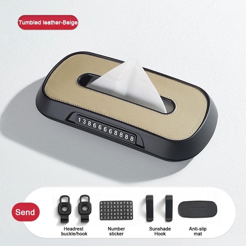 

Leather Car Tissue Box Car Sun Visor Type Hanging Container Paper Towel Holder Paper Rack Organizer Storage Bag Phone Number бежевий