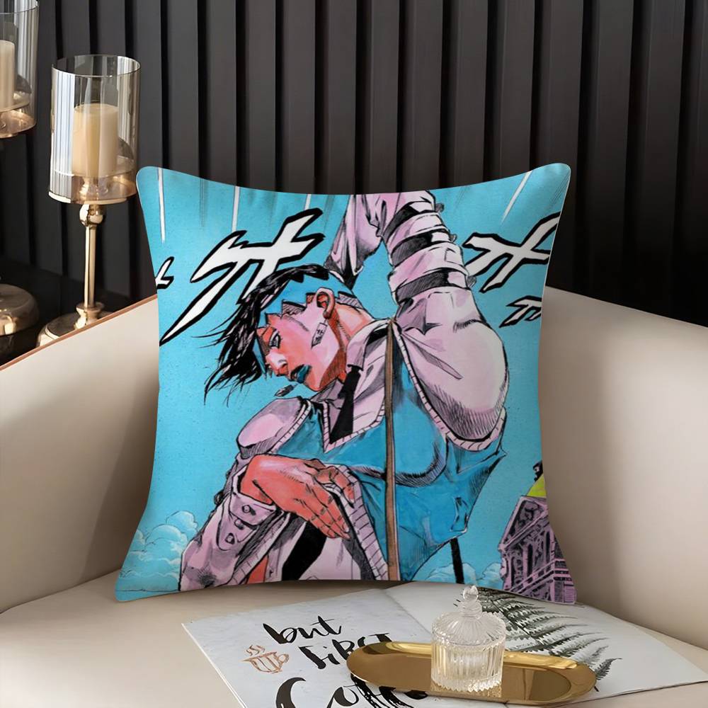J-JoJo B-Bizarre Adventure Pillow Case Home Dorm Chair Back Short Plush Double-sided Printing Office Nap Time Cushion Cover
