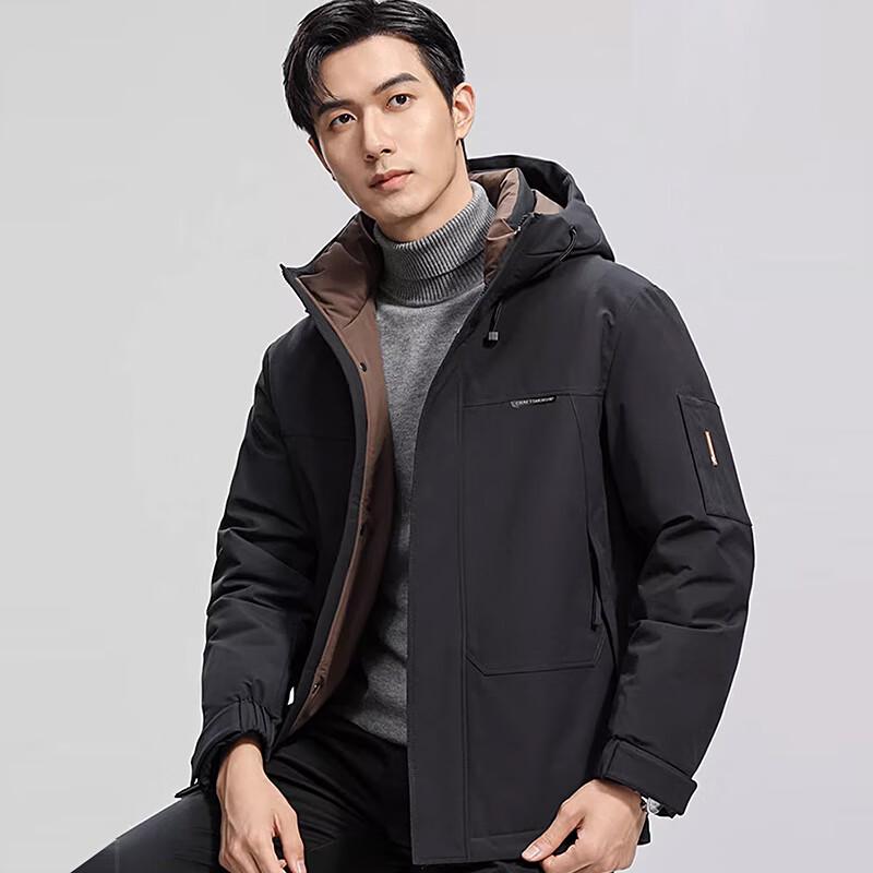 Fengmao Men s Outdoor Hooded Short Down Jacket M чёрный