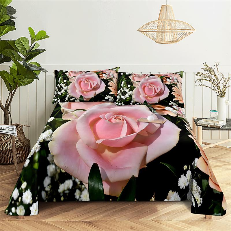Home Bedsheets Luxury Rose Single Bedsheet Fashion Design Flowers Sheets Queen Size Bed Sheets Set Bed Sheets and Pillowcases
