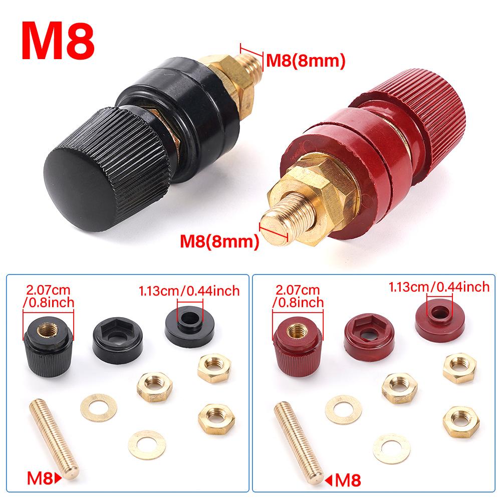 2pcs 8mm Car Brass Stud Premium Remote Battery Power Junction Post Connector Replacement Terminal Kit Car Accessories