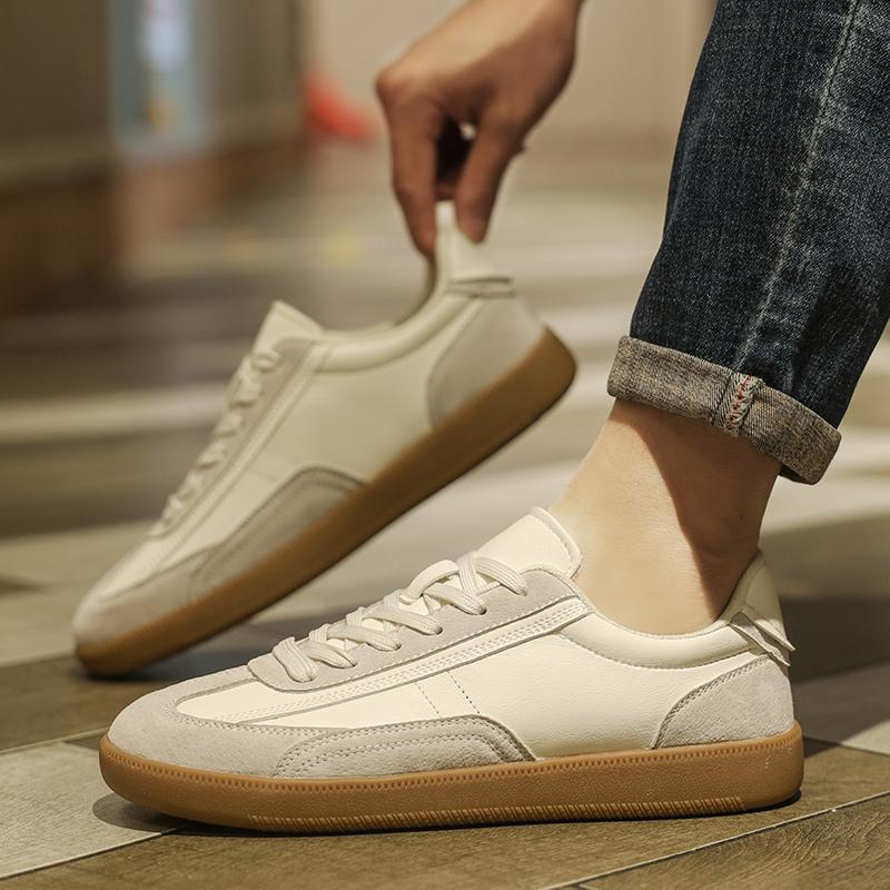 Men Black Sneakers Spring Fashion Korean Style Round Head Lace Up Casual Outdoor Walking Flat Shoes Zapatillas De Deporte