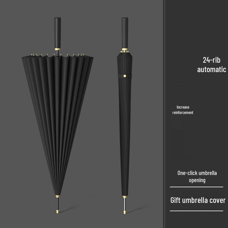 Windproof Double Canopy Umbrella with 24 Ribs and Long Handle