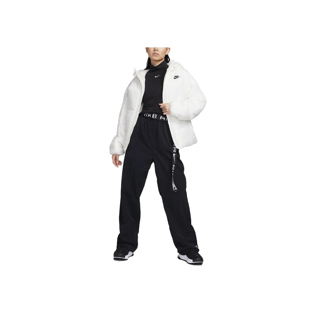 Nike Solid Color Letter Logo Hooded Jacket Women jackets White FB7673-133